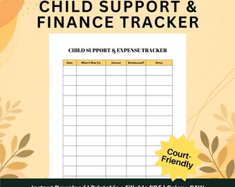 Child Support and Expense Tracker Printable, Co Parenting Payment Log PDF