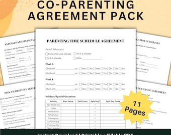 Co-Parenting Agreement Pack, Parenting Plan, Schedule and Communication Printables