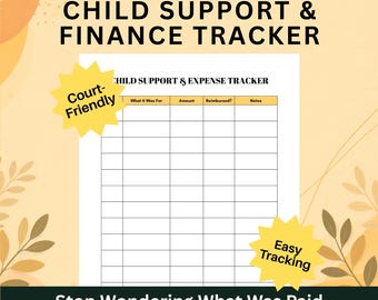 Child Support Tracker, Co-Parenting Expense and Payment Log Printable