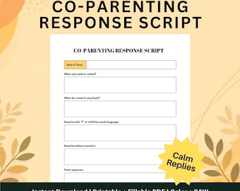Co Parenting Response Scripts, High Conflict Worksheet (Printable PDF)