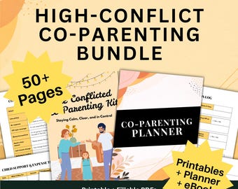 High Conflict Co-Parenting Bundle, Custody Documentation Binder and Printable Planner