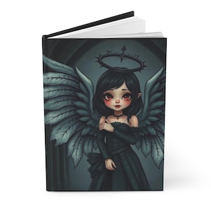 Gothic Angel Pinup Hardcover Journal, Dark Fantasy Notebook, Unique Gift for Writers, Art Sketchbook, Occult Diary, Gothic Decor