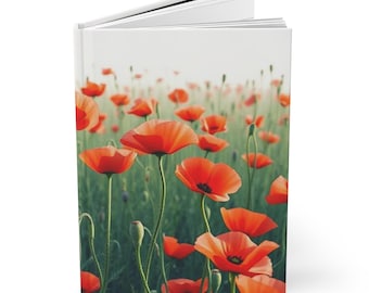 Floral Hardcover Journal, Vibrant Poppy Notebook, Dream Journal for Writers, Artistic Gift, Nature Inspired Stationery