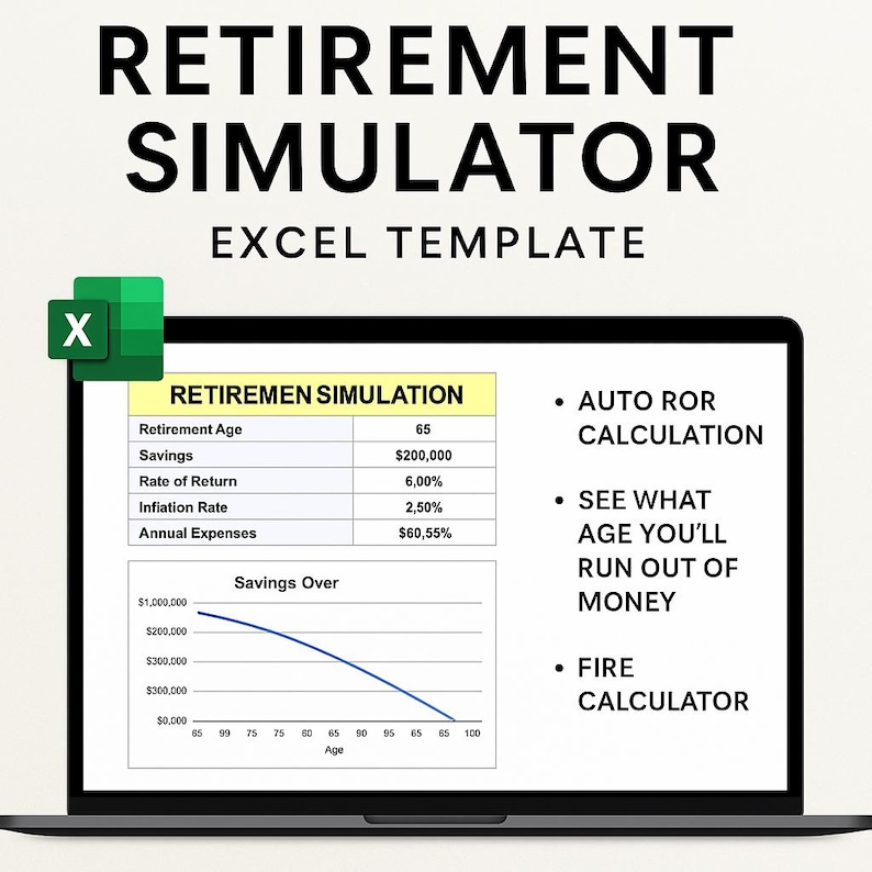 Ror Graph Retirement Simulator Excel: FIRE Calculator, ROR Calculation (instant ...