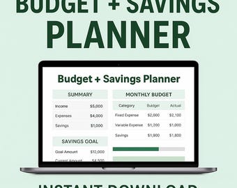 Excel Budget Planner | Monthly Income, Expense Tracker (Instant Download)