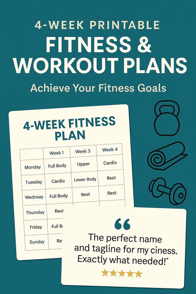4-week Printable Fitness & Workout Plans - Etsy