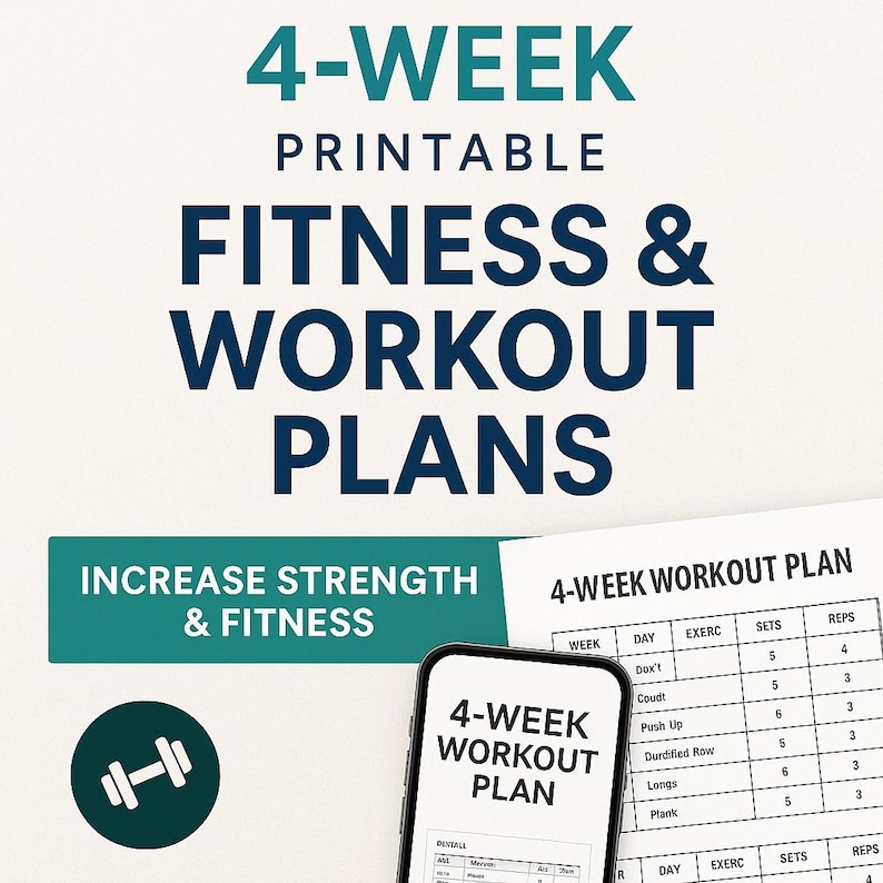4-week Printable Fitness & Workout Plans - Etsy