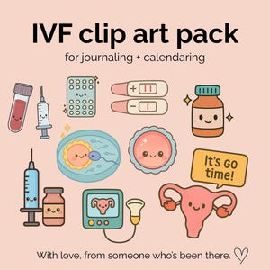 Pacchetto di clipart per la fecondazione in vitro - Arte digitale sulla fertilità e sugli embrioni per il diario dell'infertilità e il calendario della fecondazione in vitro