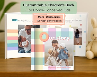 Customizable donor conception children's book template | Opposite-sex couple sperm donor IVF book | Instant digital download