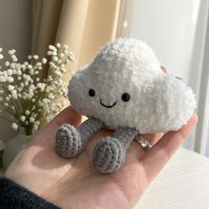 Crochet Cloud Pet Keychain PDF Pattern, Low Sew Crochet Cloud Amigurumi PDF Pattern, Crochet Cute Keychain, Crochet Gift, Hanger Pattern