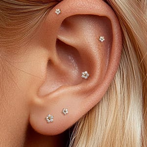 16G Fünf-Blütenblatt-Blumen-Bolzenohrringe • Innengewinde • Flachrückohrring • Tragus Stud • Helixmuschel-Bolzen • Knorpel • Geschenk für sie