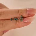 Natural Moss Agate Leaf Earrings Set • Titanium Flat Back Earring • 16G/18G Helix Tragus Conch Cartilage Stud • Nose Stud • Gift for Her
