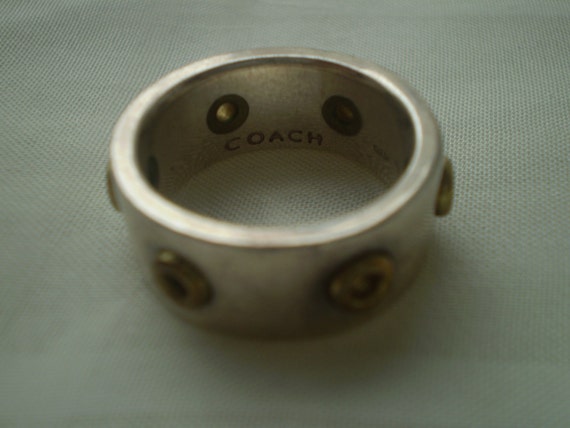 Brand Silver Band  Ring Gold Colored Grommets - image 4