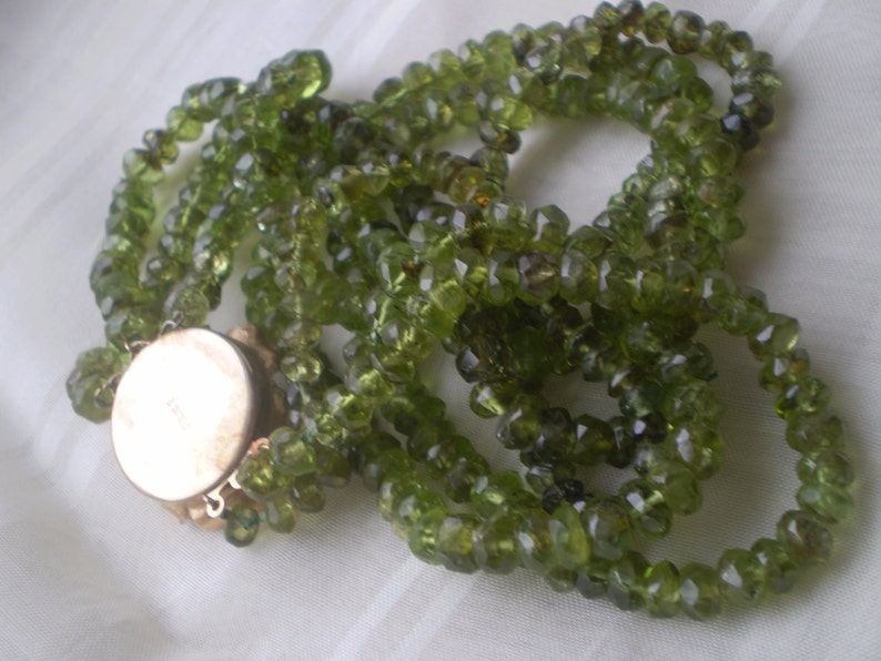 SALE Peridot Bead and Gold Vermeile over Silver with Cultured Pearl Center Clasp
