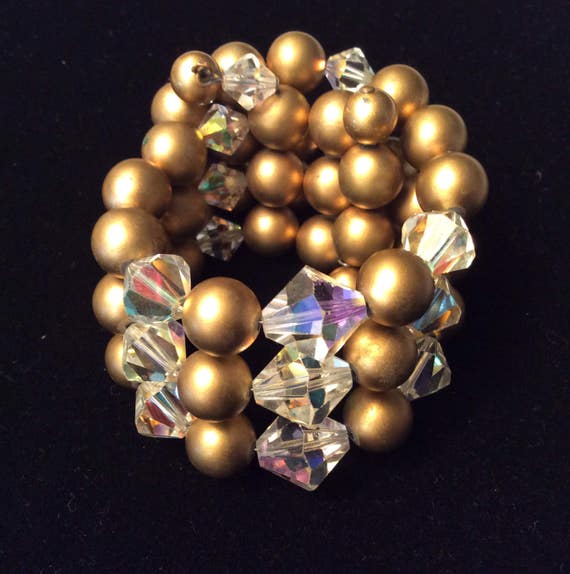 Gold tone and Crystal Bead Bracelet - image 2