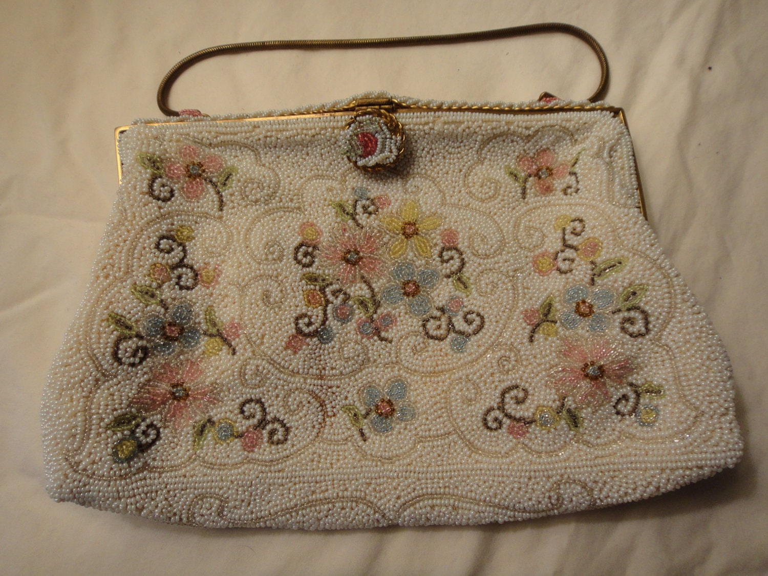 Vintage, Bags, Vintage Jorelle Bags 94s Beaded Floral Evening Purse Made  In France