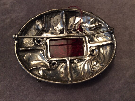 Antique Carved Glass and Silver  Sash Pin - image 3
