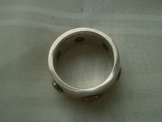Brand Silver Band  Ring Gold Colored Grommets - image 2