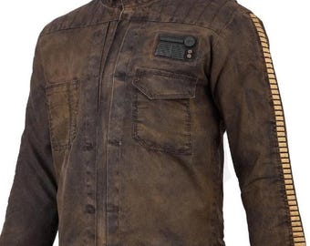 Dark Brown Strips Jacket Inspired By Star Wars Rogue One Star Cassian Andor Jacket.