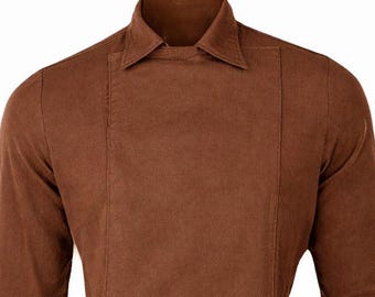 Men’s Brown Medieval Shirt | Viking Tunic Style Top | Renaissance Linen Shirt | LARP Costume Shirt | Historical Medieval Clothing