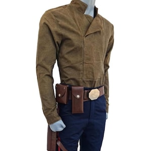 Star Wars Inspired Rebel Pilot Cosplay | Han Solo, Luke Bespin and Cassian Andor Style Outfit | 2-Piece Shirt & Pant Set with Holster