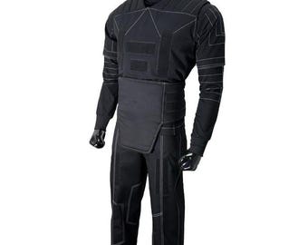 Mandalorian Star Wars Cosplay Costume – Black Bounty Hunter Flight Suit & Vest 3-Piece Set