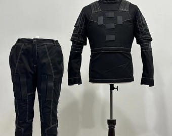 Black Flight Suit Cosplay Costume, 3-Piece Flak Vest and Suit Soft Parts