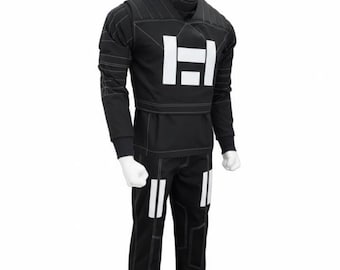 Mandalorian Star Wars Cosplay Costume – Black Bounty Hunter Flight Suit & Vest 3-Piece Set