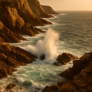 Golden Coastline Waves