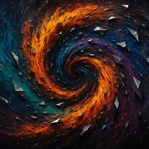 Shattered Spiral – Cosmic Vortex in Motion