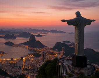 Rio de Janeiro Twilight Digital Download | Christ the Redeemer Cityscape (6 Sizes)