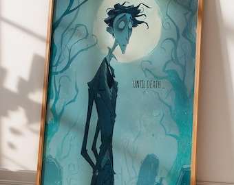 Gothic Groom Halloween Poster | Until Death Print | Spooky Wedding Couple Decor | Dark Whimsical Illustration