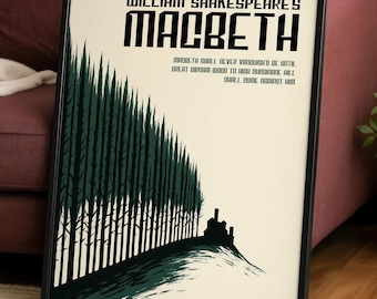 Macbeth Poster | Shakespeare Literary Print | Birnam Wood Wall Art | Dark Academia Decor