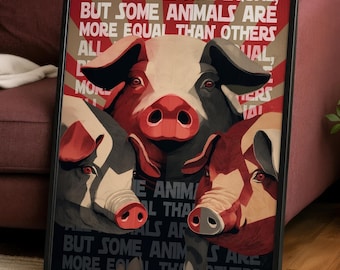 Animal Farm Poster | George Orwell Literary Print | Dystopian Wall Art | Political Satire Decor