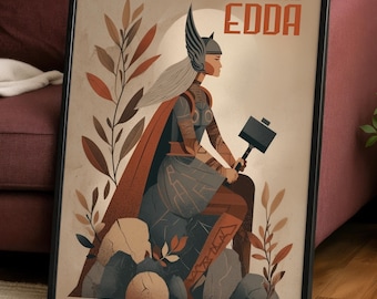 The Poetic Edda Poster | Norse Mythology Wall Art | Valkyrie Print | Nordic Home Decor