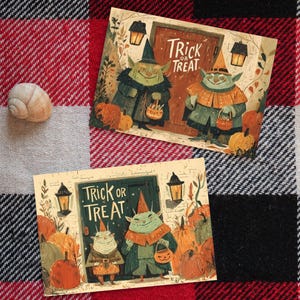 Whimsical Halloween Troll Postcard Set | Trick or Treat Digital Art Prints | Cute Autumn Fantasy Greeting Cards