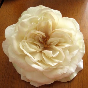 Large 5.5&quot; Cream White Silk Sophia Rose Flower Hair clip