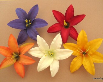 Dance 5 Piece Lot Small 2/" Canary Lily Silk Flowers Hair Clip Prom,Wedding