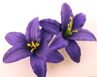 Dance 5 Piece Lot Small 2/" Canary Lily Silk Flowers Hair Clip Prom,Wedding