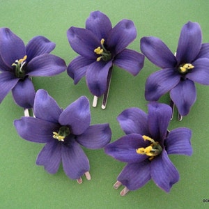 2 inch Purple Lily Silk Flower Hair Clip Five Pc. Lot