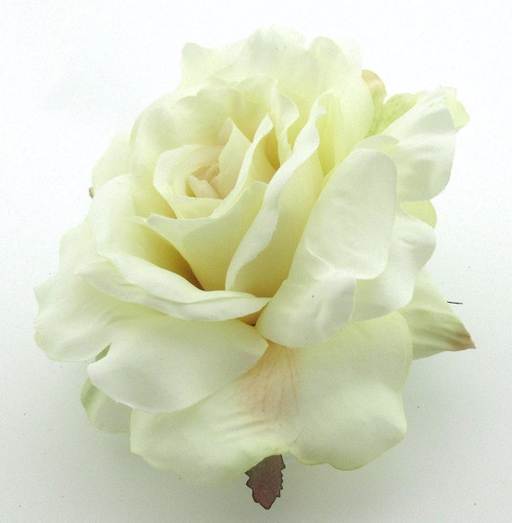 Bridal 3/" Cream White Dewdrop Rose Silk Flower Hair Comb Wedding.Prom,Dance