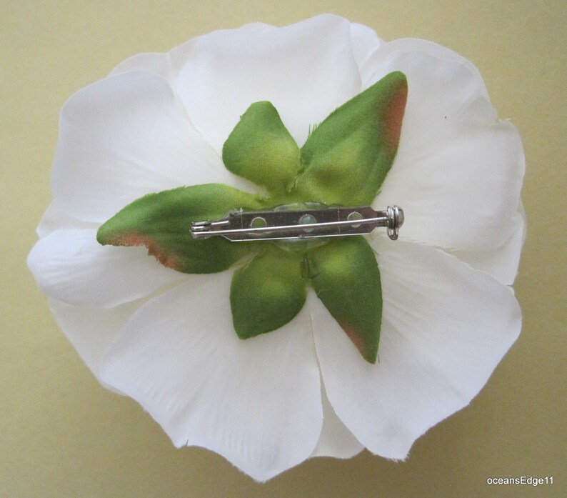 3.5/" White Cream Lily Silk Flower Brooch Pin Hat,Scarf