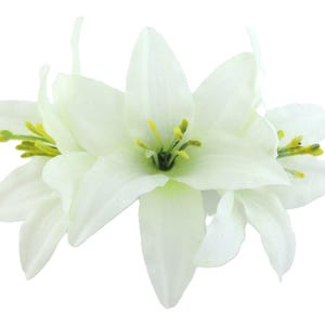 Romantic Triple 3.5&quot; White Cream Lily Silk Flower Hair Clip