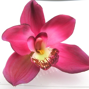 Großer Fuchsia Pink Orchidee Seidenblume Haarkamm