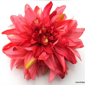 Large 6&quot; Variegated Fuchsia Pink Sage Dahlia Poly Silk Flower Hair Clip