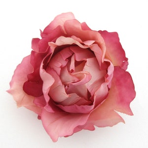 4" Dusty Pink Bourbon Rose Silk Flower Brooch Pin