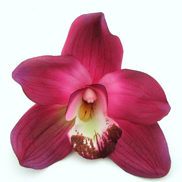 Large Tropical Fuchsia Pink Orchid Silk Flower Brooch Pin