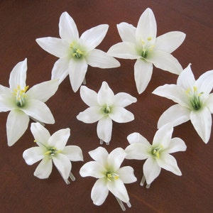 8 Piece 2 size Cream White Lily Hair Clips