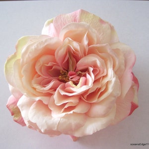 Large 5.5" Pale Pink, Peach,Cream Silk Sophia Rose Hair Clip