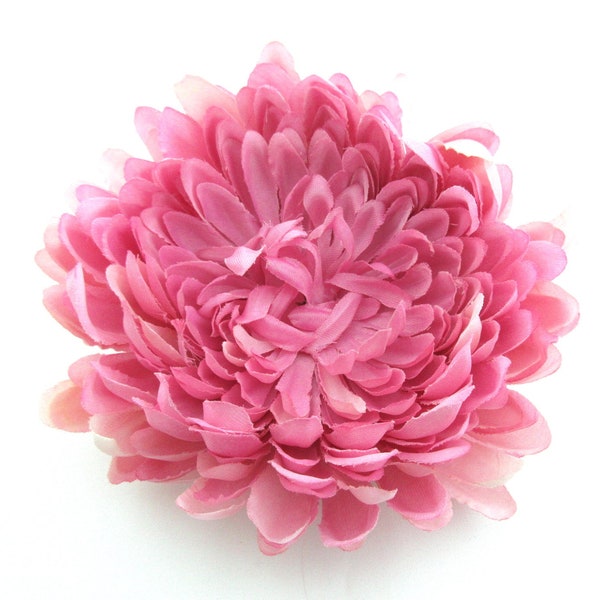 Große 5" Dusty Pink Creme Mum Poly Seide Blumen Brosche Anstecknadel